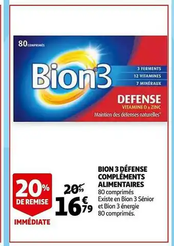Auchan Bio 3 Défense Compléments Alimentaires offre