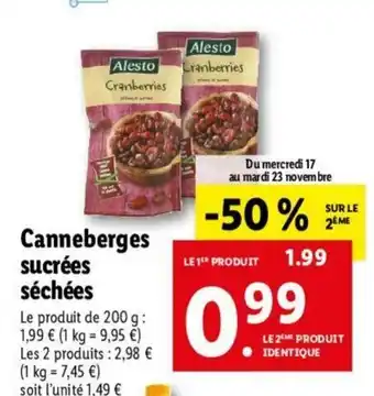 Canneberges sucrées séchées