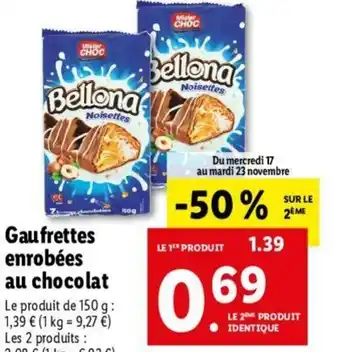 Lidl Gaufrettes enrobées au chocolat offre