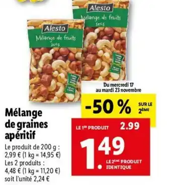 Lidl Mélange de graines apéritif offre