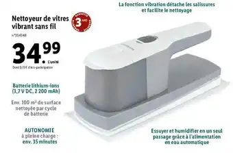 Lidl Nettoyeur de vitres vibrant sans fil offre