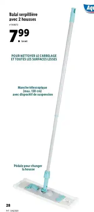 Lidl Balai serpillère avec 2 housses offre