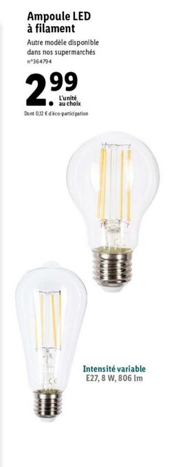 Lidl Ampoule LED à filament offre
