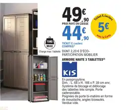 E.Leclerc Mobilier armoire haute 3 tablettes offre