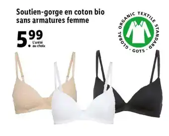 Lidl Soutien-gorge en coton bio sans armatures femme offre