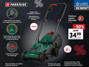 Lidl Tondeuse à gazon électrique offre