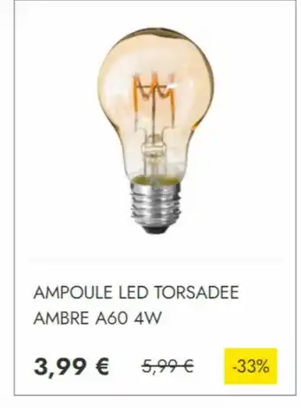 Maxi Bazar Ampoule LED torsadee ambre A60 4W offre