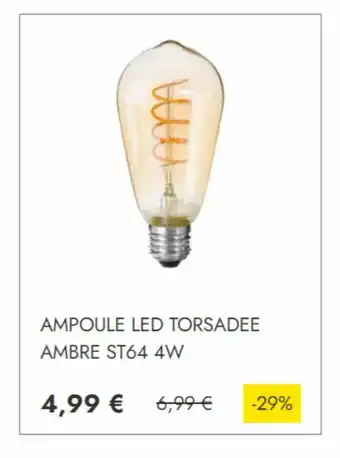 Maxi Bazar Ampoule LED torsadee ambre ST64 4W offre