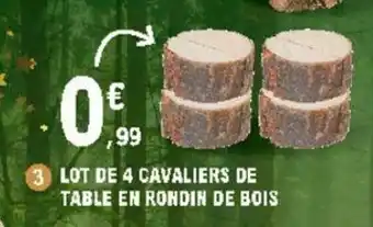 E.Leclerc Lot de 4 cavaliers de table en rondin de bois offre