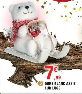 E.Leclerc Ours blanc assis sur luge offre