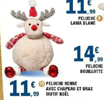 E.Leclerc Peluche renne avce chapeau et bras motif noël offre
