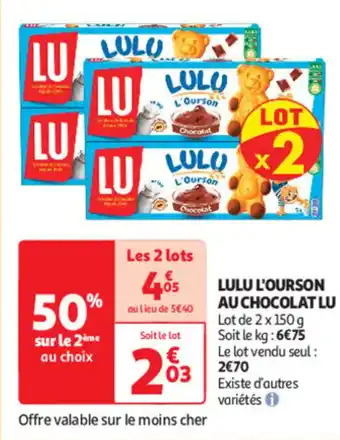 Auchan LU Lulu l'ourson au chocolat offre