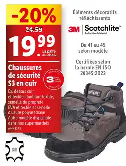 Lidl PARKSIDE Chaussures de sécurité S3 en cuir offre