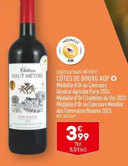 ALDI CHÂTEAU HAUT MÉTHÉE CÔTES DE BOURG AOP offre