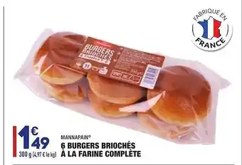 ALDI 6 Burgers Briochés à La Farine Complète Mannapain offre
