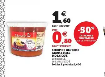 Hyper U Sirop De Glucose Arôme Miel Mosaïque -50% De Remise Immédiate offre