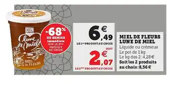 Hyper U Miel De Fleurs Lune De Miel -68% De Remise Immédiate Sur Le 2ème Produit Au Choix offre