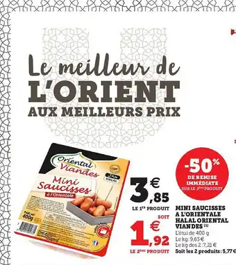 Mini Saucisses à L'orientale Halal Oriental Viandes -50% De Remise Immédiate Sur Le 2ème Produit