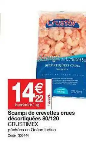 Scampi De Crevettes Crues Décortiquées 80-120 Crustimex