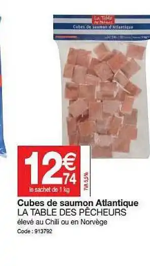 Promocash Cubes De Saumon Atlantique La Table Des Pêcheurs offre