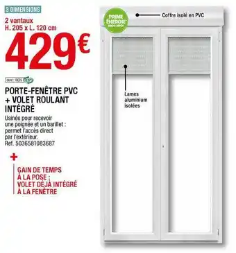Brico Dépôt Porte-fenêtre Pvc + Volet Roulant Intégré offre