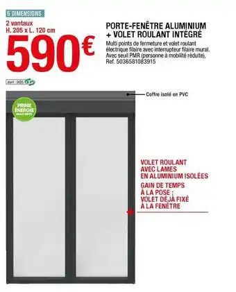 Brico Dépôt Porte-fenêtre Aluminium + Volet Roulant Intégré offre