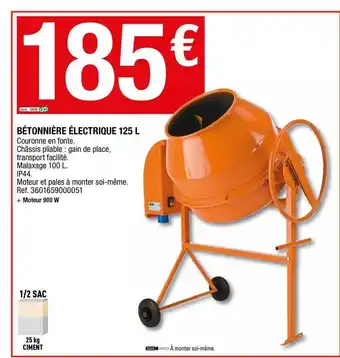 Brico Dépôt Bétonnière électrique 125 L offre