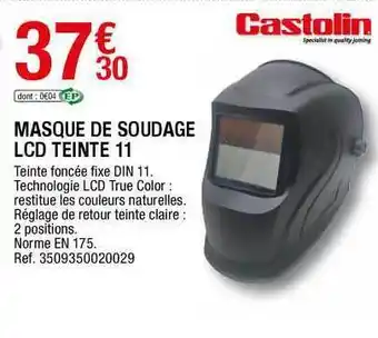 Promo Masque De Soudage Lcd Teinte 11 Castolin chez Brico Depot