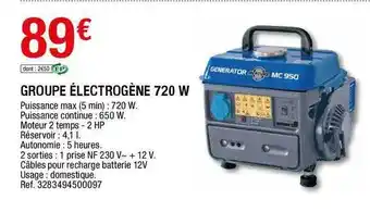 Brico Dépôt Groupe électrogène 720 W offre