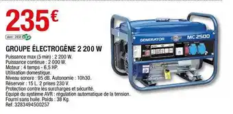 Brico Dépôt Groupe électrogène 2 200 W offre