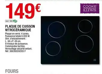 Plaque De Cuisson Vitrocéramique Cooke & Lewis