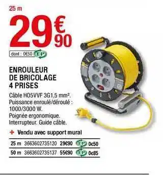 Enrouleur De Bricolage 4 Prises