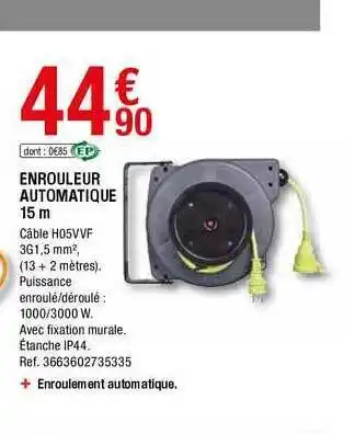 Brico Dépôt Enrouleur Automatique 15 M offre
