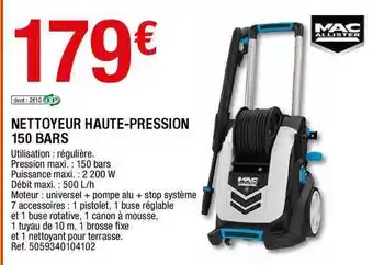 Brico Dépôt Nettoyeur Haute-pression 150 Bars Mac Allister offre