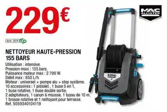 Brico Dépôt Nettoyeur Haute-pression 155 Bars Mac Allister offre