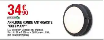 Brico Dépôt Applique Ronde Anthracite offre