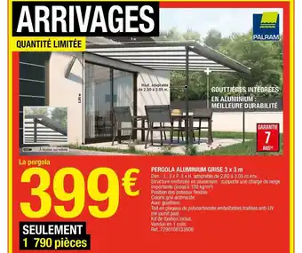 Brico Dépôt Pergola Aluminium Grise 3 X 3 M offre