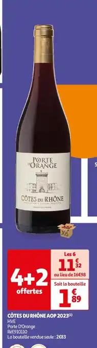 Auchan PORTE D'ORANGE Côtes du rhône aop 2023 offre