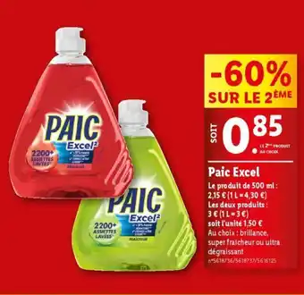 Lidl PAIC excel offre