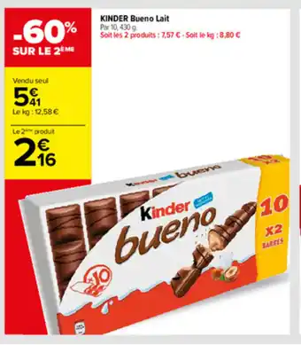 Carrefour Kinder Bueno Lait offre