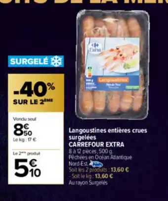Carrefour Langoustines Entières Crues Surgelèes Carrefour Extra offre
