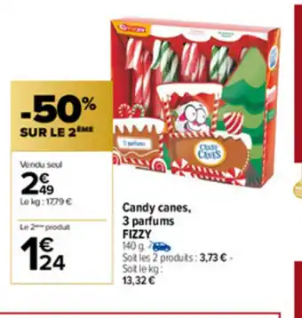 Carrefour Candy Canes, 3 Parfums FIZZY offre
