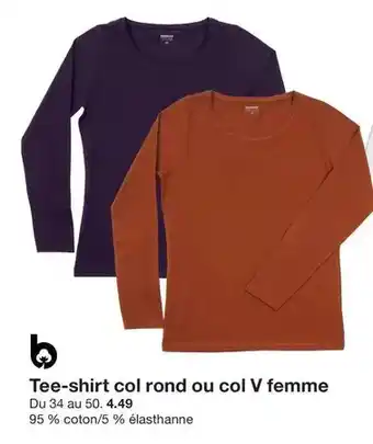 Zeeman Tee-shirt col rond ou col v femme offre