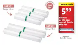 Lidl Rouleaux de film pour appareil de mise sous vide offre