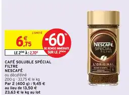 Intermarché NESCAFÉ Café soluble spécial filtre offre