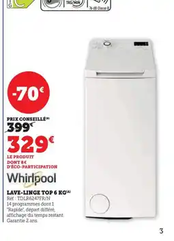 WHIRLPOOL Lave linge top
