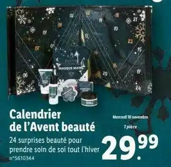Lidl Calendrier De L'avent Beauté offre