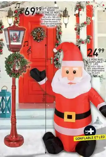 Stokomani La Lanterne Rouge Scène De Noël Musicale, Le Père Noël Gonflable Led offre