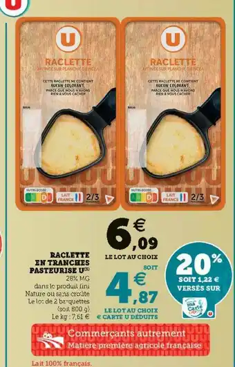 U Express Raclette En Tranches Pasteurisé U offre