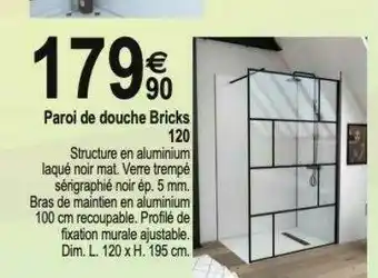 Tridôme Paroi De Douche Bricks 120 offre